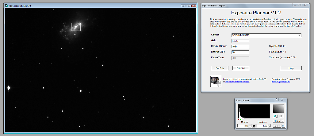 09a Exposure Planner (core).png - If I'm more interested in the nucleus of this target (NGC 4449), then I draw the box there and see that I only need 5 minutes to capture this region.